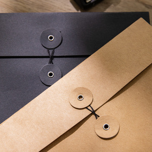 Benutzer definierte Druck Logo Papier Kraft Karton Mail Umschlag mit Knopf und Schnur Verschluss Papiertüte 032 - Product Image 4
