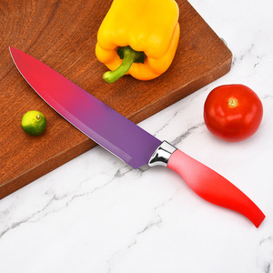 6 adet renkli 3cr13 keskin mutfak yüksek karbon paslanmaz çelik et kebap messer şef kesici bıçak tutucu ile set - Product Image 2