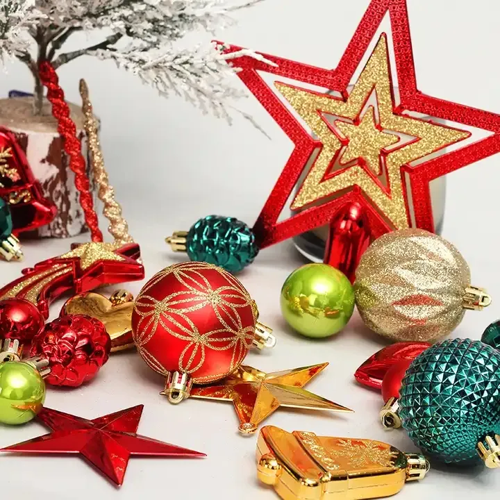 Novas Decorações De Natal 76 Árvore Top Star Pintado Natal Ball Set Árvore De Natal Pendurado para Decoração