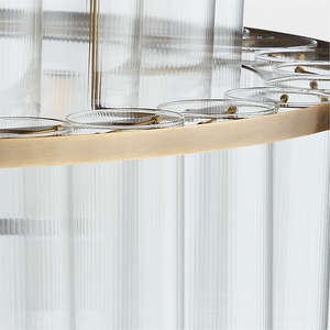 New Unique <strong>Design</strong> Indoor Restaurant Fluted Glass Brass with Burnished Brass Finish Beautiful Chandelier and Pendant - Product Image 3
