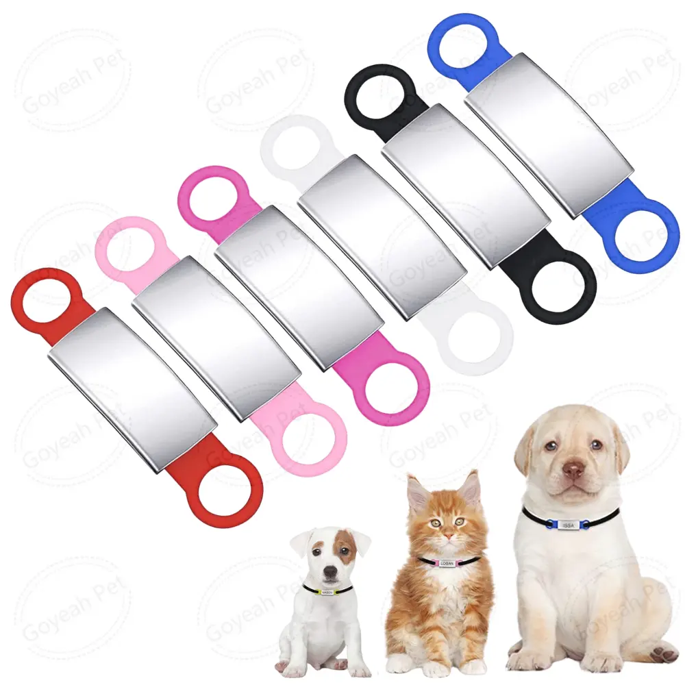 Kazınmış slayt Pet kimlik etiketi silikon paslanmaz çelik köpek kedi adı yaka etiketleri