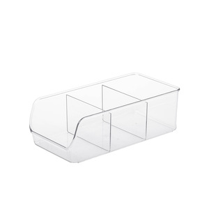 ペット透明プラスチック製長方形収納ビン果物用野菜スナック化粧品ホームキッチン用取り外し可能仕切り