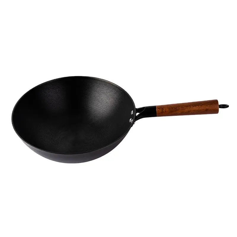Wok ferro fundido de metal, popular, wok, ferro fundido de metal, 30cm, 32cm, aço carbono, não gruda, wok chinês