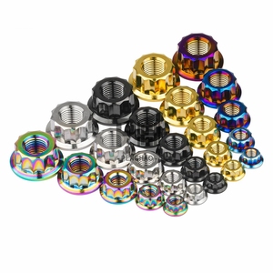 Porca de titânio metal M5 Custom titânio M10 porcas Gr5 Ti Bi Hex Flange 12 pontos porcas para motocicleta Retrofit Ducati