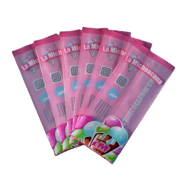 Embalaje de plástico termosellado al por mayor impreso personalizado congelador helado paleta lápiz labial envoltura bolsas de embalaje con logotipo
