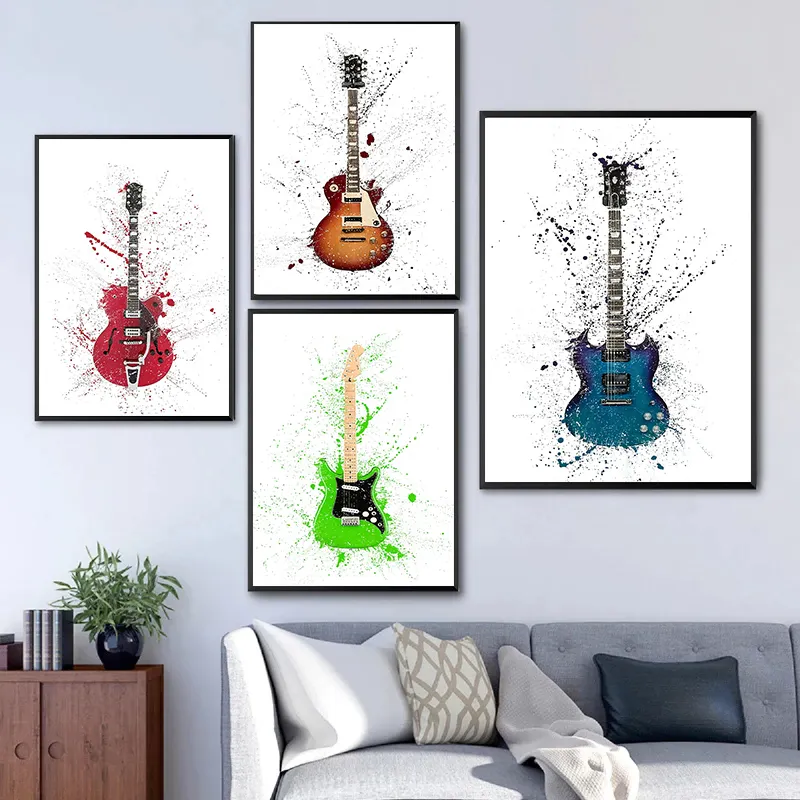 Graffiti Musik instrument Gitarre Pop Street Wand kunst Bilder und Poster Druck auf Leinwand Ölgemälde Für Wohnkultur als Geschenk