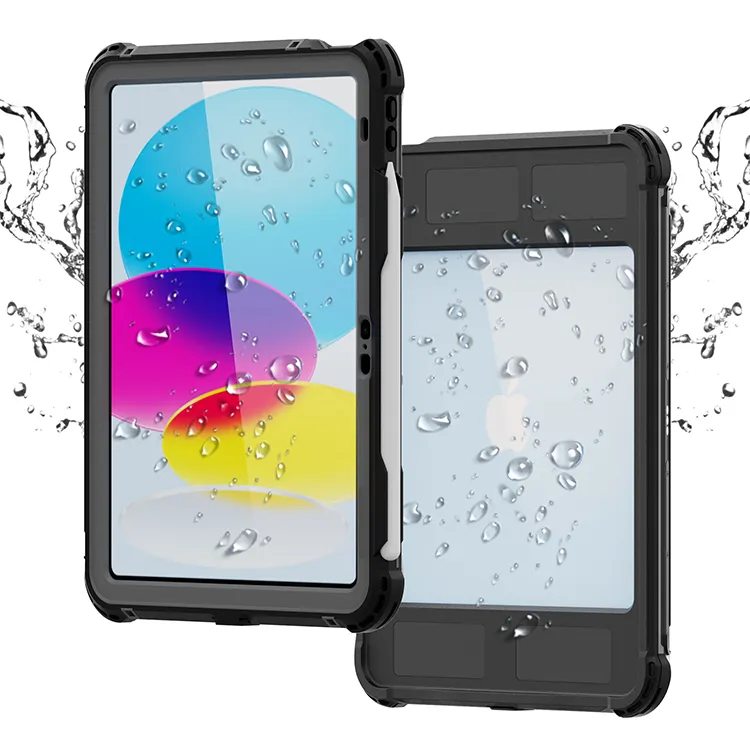 Shellbox full protection rugged waterproof shockproof case for iPad 10th Gen 2022 10.9 inch with rotatable wrist tablet holder