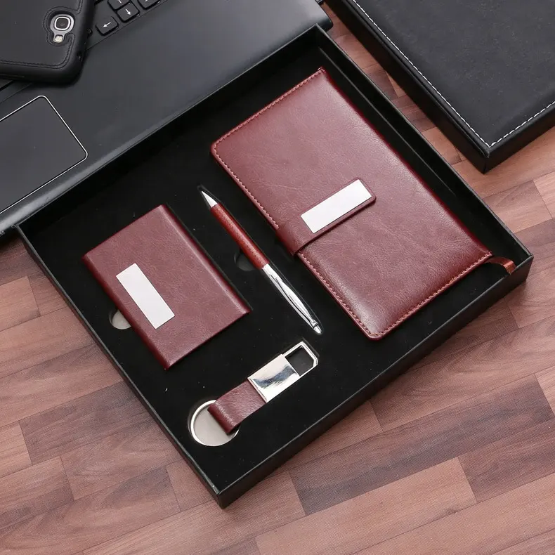Oem Custom Logo Luxus Werbung Firmen unternehmen Vatertag Geschenk artikel Notebook Stift Karten halter Business Geschenkset
