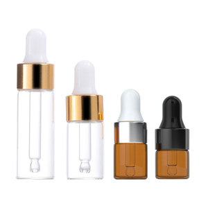 Kozmetik ambalaj 1ml 2 ml 3ml 5ml şeffaf şeffaf amber küçük mini cam damlalık şişe yağ için - Product Image 1