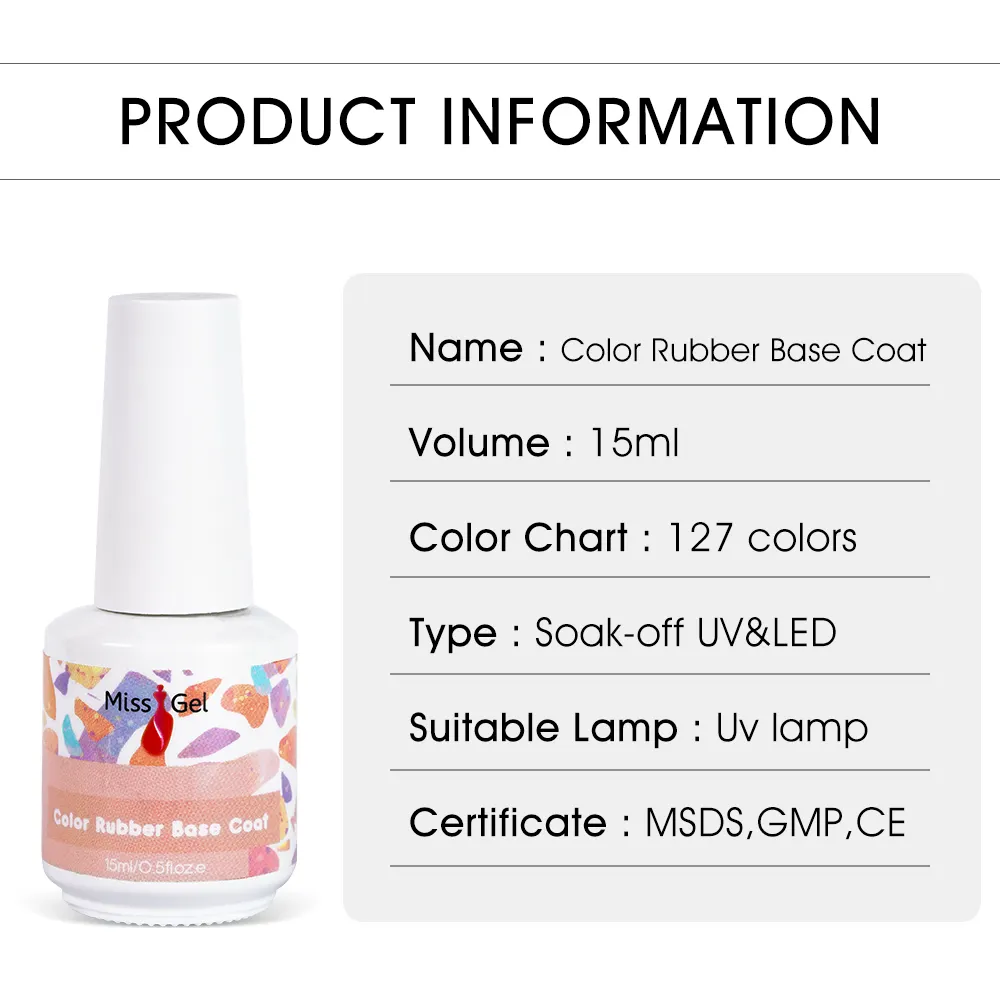 Missgel 127 Farbsockel Großhandel Nagelzubehör Sockelmantel UV Nagel-Grundierungsgel Polish Gummi-Basis-Gel