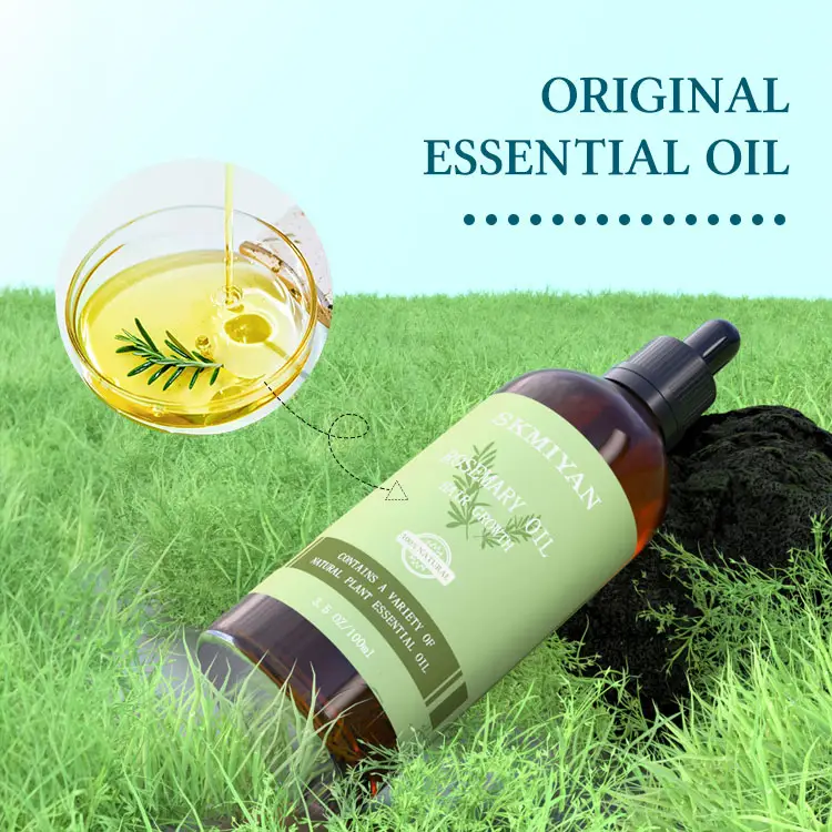 Aceite de crecimiento de cabello de etiqueta privada Producto de cuidado de la pérdida de cabello de crecimiento natural para hombres Mujeres Aceite de Romero orgánico Aceite de cabello de menta