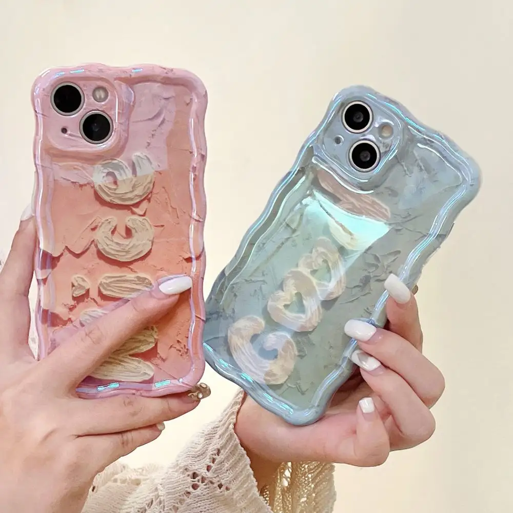 เคสโทรศัพท์ IMD สุดหรูสำหรับ iPhone 11 12 13 14 15ลายคลื่นกากเพชรกากเพชรสีลูกกวาดคู่เคส iPhone 15