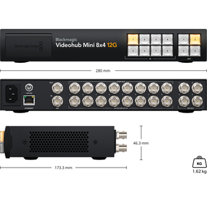 Videohub迷你8X4 12G-2/3机架宽矩阵切换器，具有8 X 12G-SDI输入和环路输出 - Product Image 2