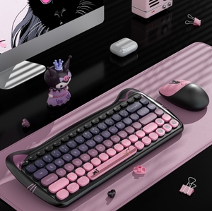 Oem打字机静音无线键盘鼠标组合小奶油猫键盘 - Product Image 2