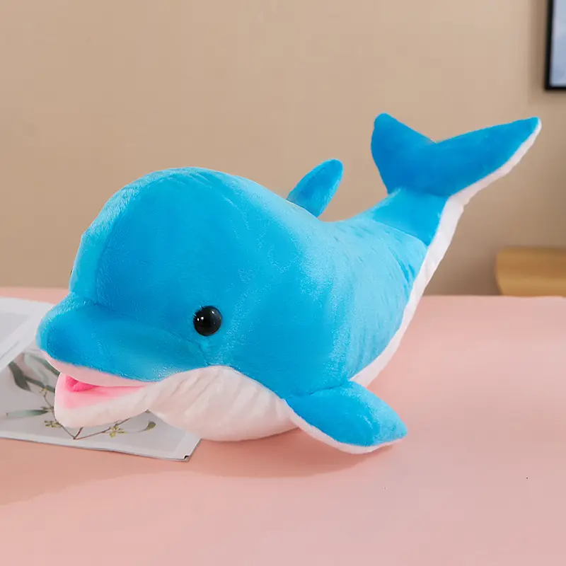 Kawaii morbido delfino peluche cartone animato animale pesce bambola di pezza cuscino per dormire bambino ragazza regalo di natale