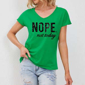 人気のアメリカファッションtシャツスポーツファムノペは今日ではないレタープリントコットンジムTシャツスリムフィットVネック女性用Tシャツ