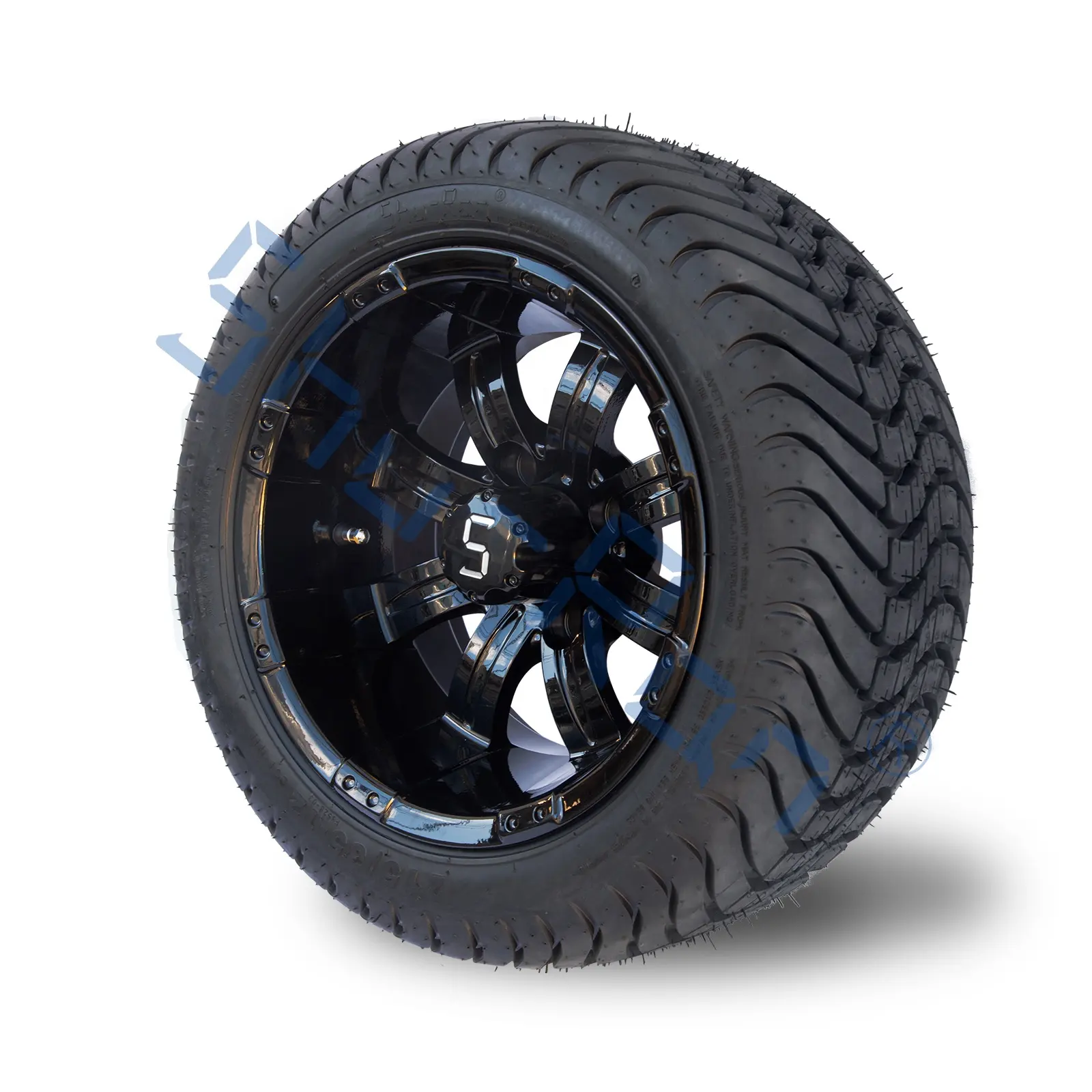 Golf Cart 12 Inch Gloss Black Wheels and 215/35-12 Low Profile DOT Tyres for Club Car, EZGO, YMH