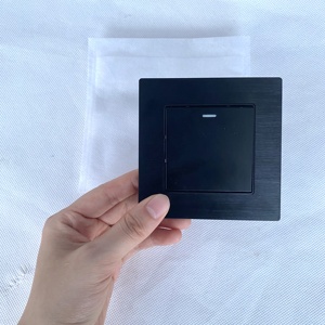 黑色铝合金单控制触摸面板按钮聪明的现代电动墙壁开关家 - Product Image 2