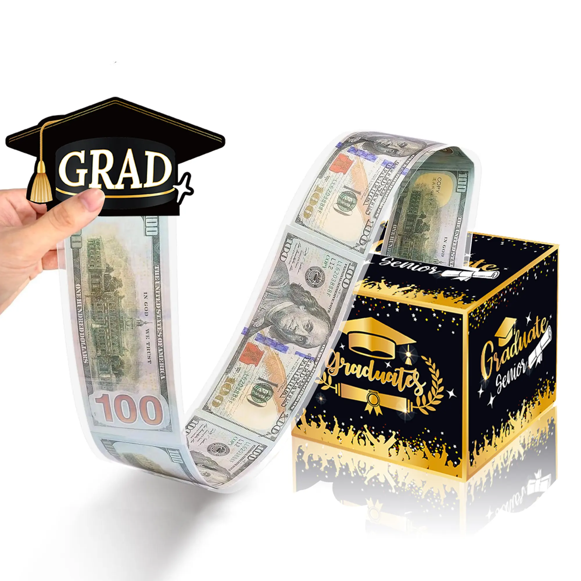 Huancai Graduation Money Box with Pull Out Card and Bags Cash Holder Gift Paper Box for College Congrats Grad Party Supplies