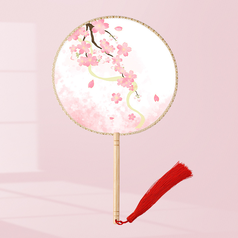 Éventail rond à poignée blanche simple face parfumée