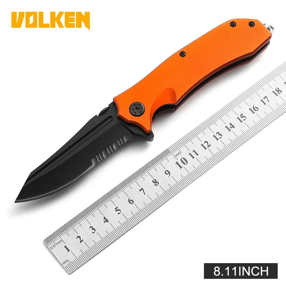 New Stainless Steel Blade Outdoor Camping Folding Knife With Safety Switch Glass BrokenMulti-Function Pocket Knife