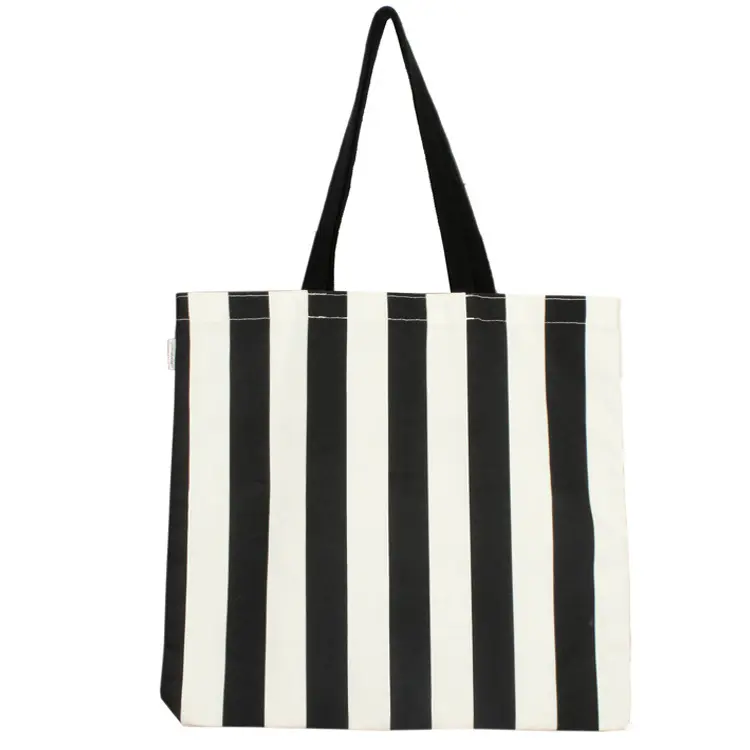 Moda özel siyah ve beyaz tote çanta pamuk tuval arabası çantası bakkal nova alışveriş çantası