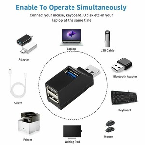 USB集线器2.0适配器旋转高速u盘读取器分离器3端口USB 2.0适用于电脑笔记本电脑迷你配件 - Product Image 4