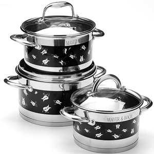 Stainless Steel Cuisine Cookware Sets Visible Flat Glass Lids Food Casserole Camping Pot Minimum Order <strong>12</strong> <strong>Pieces</strong> Iron Pot