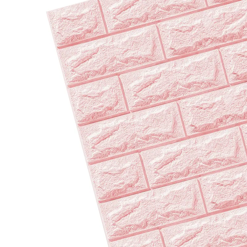 Painéis de parede 3d de tijolos rosa e branco, adesivos 3d de parede de espuma para decoração de casa