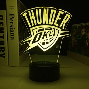 NBA <strong>Thunder</strong> Basketball Creative Gift Acrylic Night Light with Remote Control 16 Color Gradient European Football Team Logo Lamp - Product Image 4
