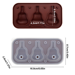 Factory Customized 3 Cavity Silicone Ice <strong>Cube</strong> Mold Eco-Friendly Whisky Bottle <strong>Shape</strong> for Making Whiskey Ice