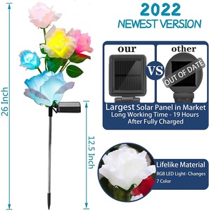 โคมไฟกกพลังงานแสงอาทิตย์จุดดอกไม้ตกแต่งสวน LED ภายนอกชั้นภูมิทัศน์ Rose PVC กล่อง DC 12V 97 IP65 10 - 20 CE Rohs - Product Image 6