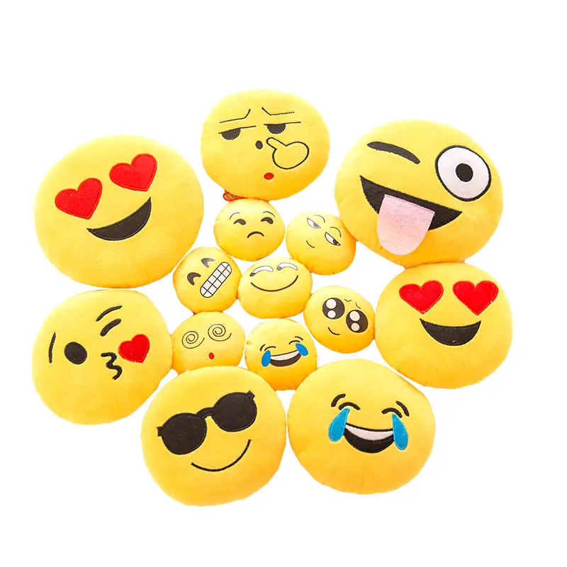 Allogogo Groothandel Emojii Kussen Emoticon Pakket Grappige Expressie Knuffels Zacht Pluchen Speelgoed Pluche Kussen Emotie Blij Gezicht