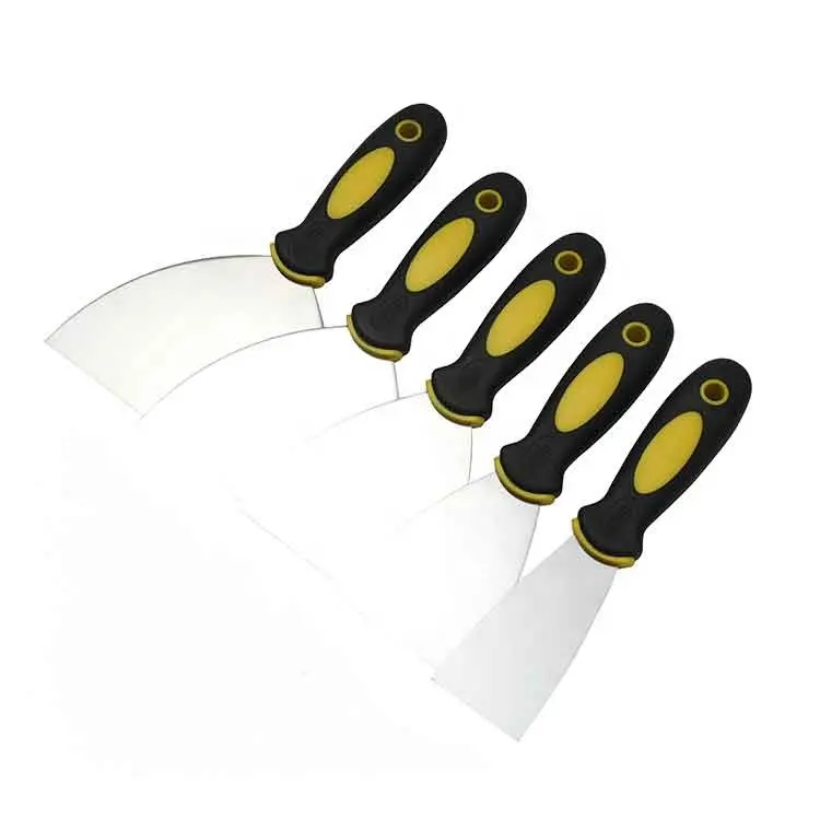 Hot Sale Plastic rubber Scraper New Yellow and Black Handle Stainless steel putty knife carbon Factory wholesale