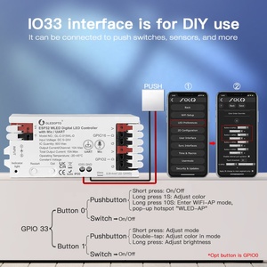 Gledopto-Controlador de tira LED direccionable con WiFi inteligente, módulo ESP32, control remoto de red LAN, controlador WLED, 1/2 - Product Image 6