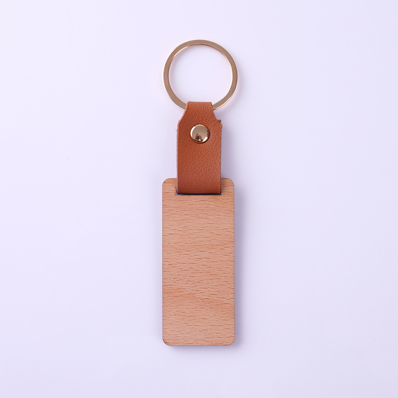 Boucle en placage de bois de hêtre de forme rectangulaire