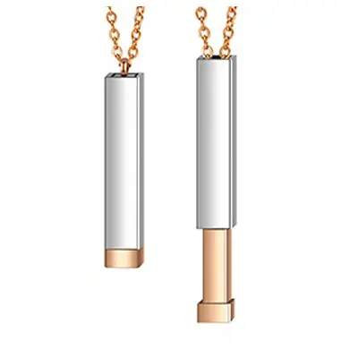 Individueller personalisierter Schneckenstangen-Halsband Lasergravur edelstahl einfarbig Cuboid-Anhänger Schmuckstangen-Halsband