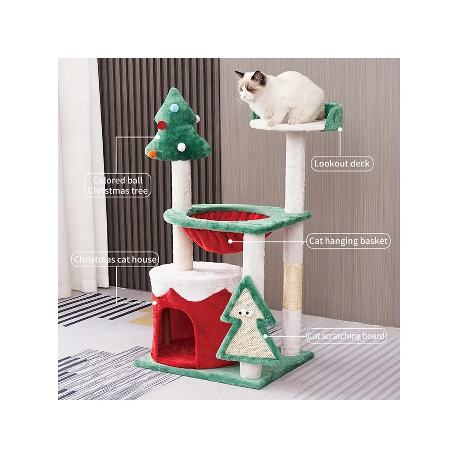 Navidad aceptar personalización gato árbol Torre sisal rascador árbol de Navidad juguete gato árbol torre