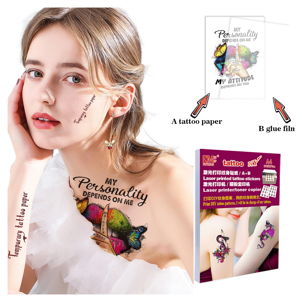 Laser print tattoos paper A+B