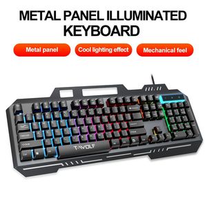 Shuoyin T16 Teclado de sensación mecánica Retroiluminación LED con cable USB con aluminio para los juegos de computadora de escritorio - Product Image 4
