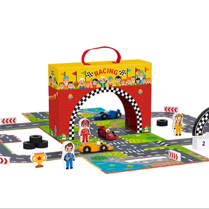 Portable Expandable Racing Game Box with Race Track, <strong>Award</strong> Podium and Simulated Racing <strong>Toys</strong>. - Product Image 1