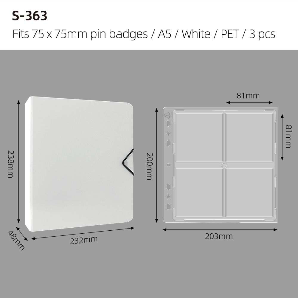 Blanc - A5+ - 4 pochettes - Porte-cartes pour badge de 75 mm