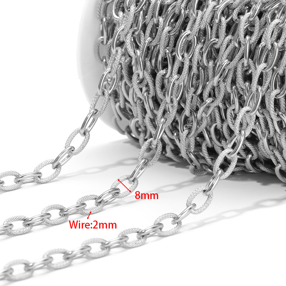 2mm wire diameter 8mm width 1:1 reticulated cross chain steel color