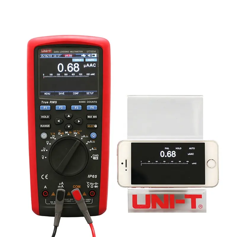 UNI-T UT181A Multimeter jarak otomatis RMS sejati IP65 industri DMM 60000 hitungan PC perangkat lunak kapasitas pengukur ketahanan suhu