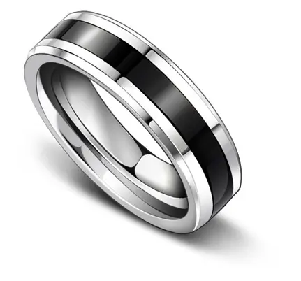 Best Sale Fashion Carbon Fiber Inlay Tungsten Carbide Ring