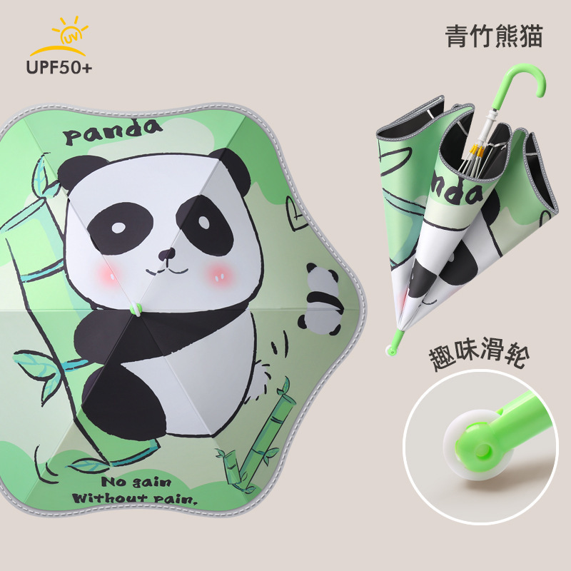 Poulie d'amusement de panda en bambou vert