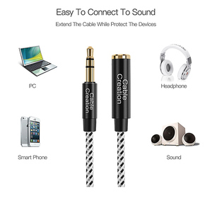 Cabo extensor de áudio de cablecreation, adaptador de cabo de extensão de áudio de 3.5mm macho para fêmea