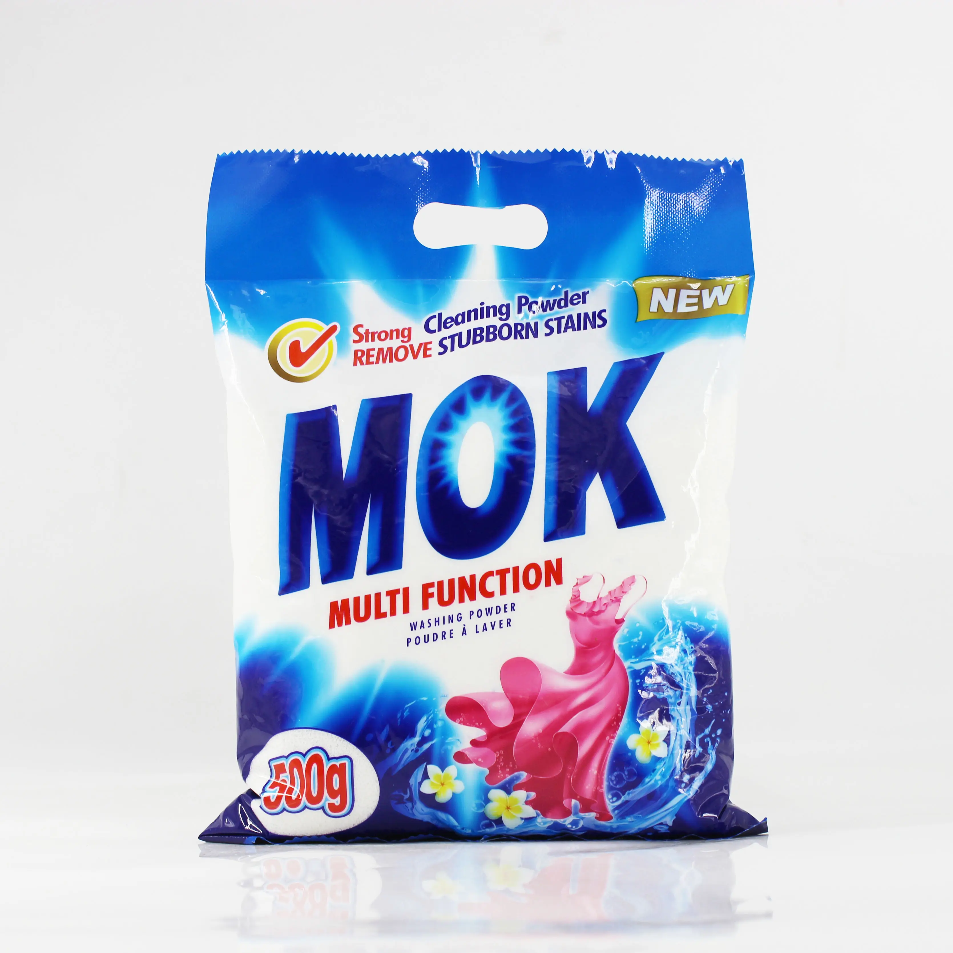 Vendita calda fabbrica MOK marca detersivo per bucato 500g * 24 pz/borsa 2333 borse contenitore pieno detersivo detersivo in polvere