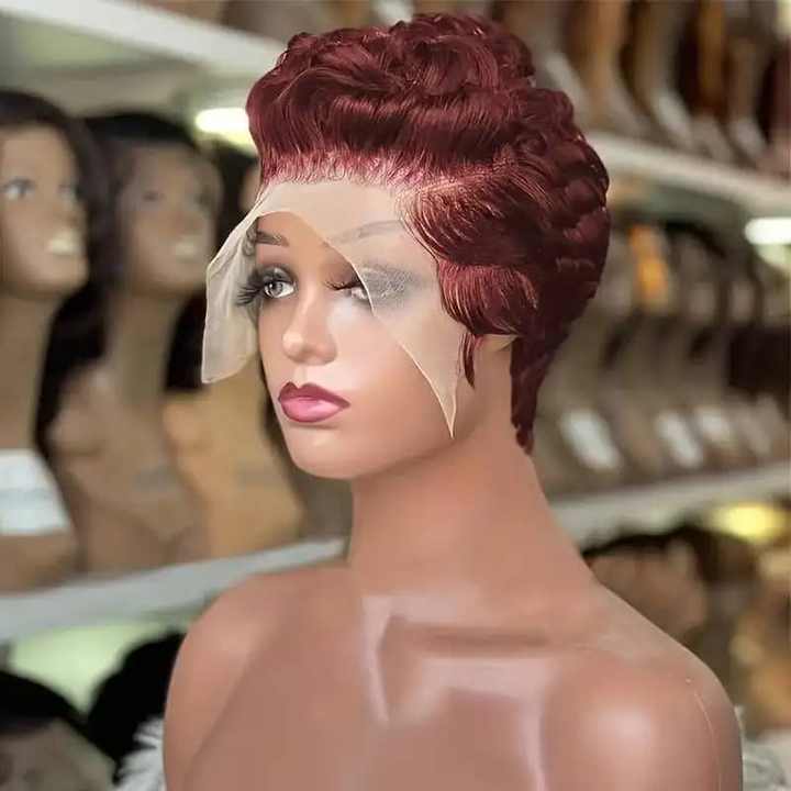 Cheap Price 7 Colors Pixie Cut 13x4 Lace Frontal Wig Colored Wigs 100% Human Hair Lace Front Shot Cu