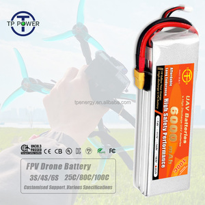 6000mAh 3S <strong>4S</strong> 6S 22.2V Lithium-Ion FPV Battery with XT60 Factory <strong>Price</strong> for Power Supply in Drones Planes and Radios - Product Image 1